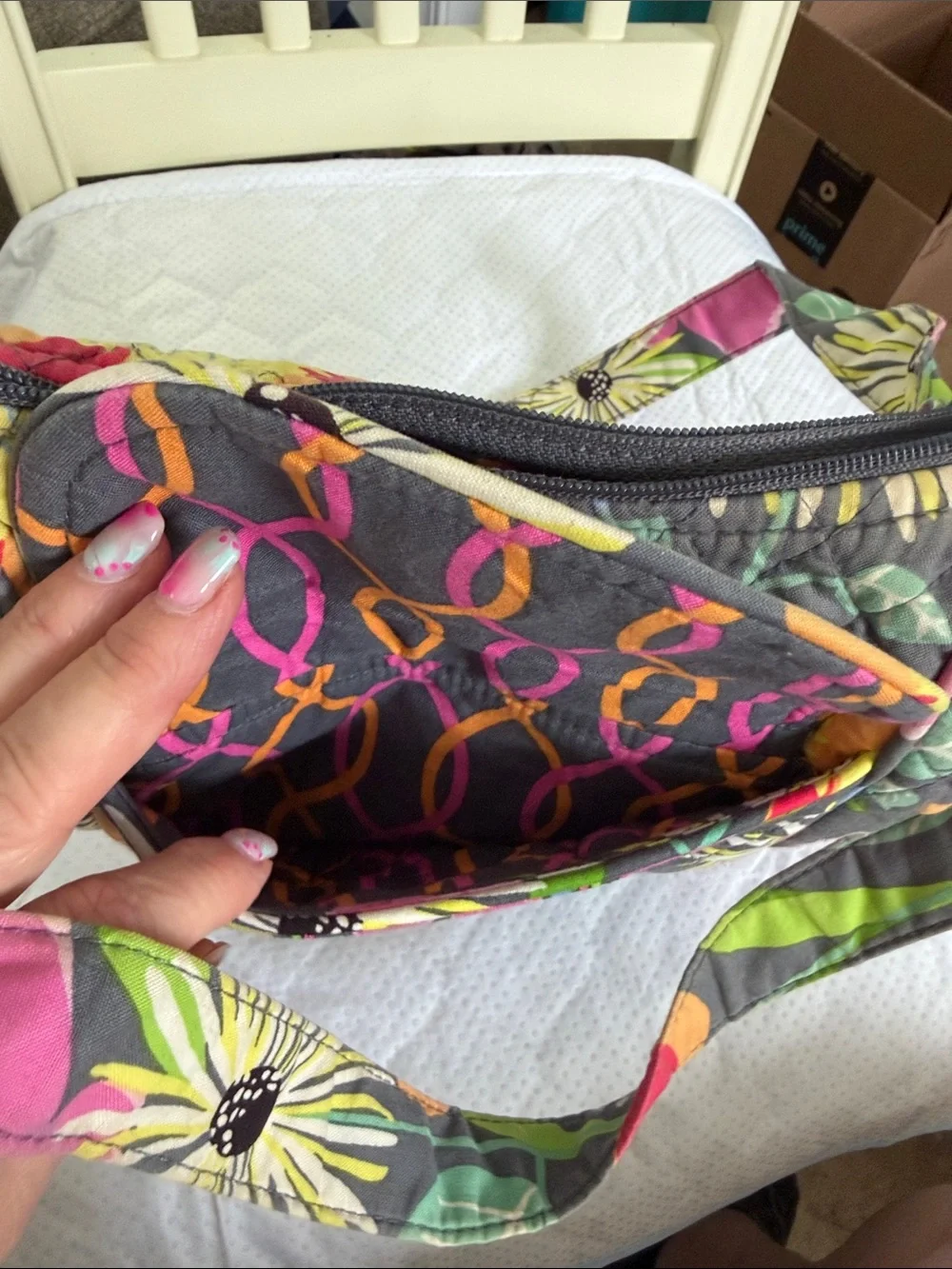Vera Bradley Quilted Floral Shoulder Bag in Gray Multicolor